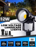 SUNVIE 12W Low Voltage LED Landscape Lights with Connectors, Outdoor 12V Super W... - Image 3