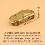 Brass Car Statue, 2.64×1.10 Inches Vintage Metal Sports Car Figurine, Automotive... - Image 3