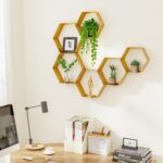 Gonice Hexagon Floating Shelves Set of 6, Gold Metal Wall Mounted Shelves for Ho... - Image 3