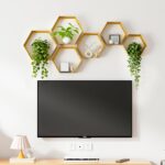 Gonice Hexagon Floating Shelves Set of 6, Gold Metal Wall Mounted Shelves for Ho... - Image 5