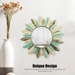 Boho Metal Wall Mirrors, 16.1in Round Decorative Mirrors for Living Room, Bathro... - Image 4