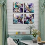 Purple Abstract Wall Art for Living Room Purple and Gold Luxury Wall Decor Water... - Image 3