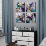 Purple Abstract Wall Art for Living Room Purple and Gold Luxury Wall Decor Water... - Image 4