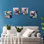 Purple Abstract Wall Art for Living Room Purple and Gold Luxury Wall Decor Water... - Image 5