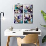 Purple Abstract Wall Art for Living Room Purple and Gold Luxury Wall Decor Water... - Image 6