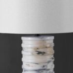 SAFAVIEH Couture Lighting Collection - Gizelle White & Grey Round Marble Table L... - Image 7