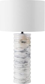 SAFAVIEH Couture Lighting Collection - Gizelle White & Grey Round Marble Table L... - Image 9