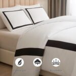 OSVINO Hotel Duvet Cover Set Queen Size 3Pcs Black Line Pattern Bedding Collecti... - Image 4