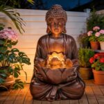 Zen Buddha Water Fountain Outdoor, 19" H Handcrafted Buddha Statue Water Feature... - Image 3
