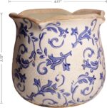 Retro Distressed Ceramic Flower Pots, Antique Crackle Glaze Planters with Draina... - Image 4