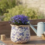 Retro Distressed Ceramic Flower Pots, Antique Crackle Glaze Planters with Draina... - Image 5