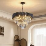 Large Crystal Chandelier 24Inch Dining Room Light Fixtures 5 Tiers Flush Mount S... - Image 3