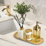 Gold Decorative Tray, 2 PCS Bathroom Vanity Tray for Dresser Counter, Elegant Je... - Image 3