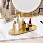 Gold Decorative Tray, 2 PCS Bathroom Vanity Tray for Dresser Counter, Elegant Je... - Image 4