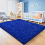 Blue Shag Area Rug for Bedroom, 4x6 Fluffy Shaggy Rugs for Living Room Boys Kids... - Image 4