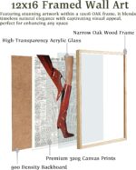 EcoHest Trendy Newspaper Red Boots Framed Wall Art, 12x16 in OAK Wood Fashion Ic... - Image 4