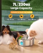 Oneisall Pet Water Fountain with 5 Set Filters, 7L/230oz Quiet Dog Water Dispens... - Image 4
