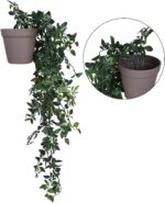 VENTO 2 Pack Fake Artificial Hanging Plants with Pots, Faux, Vines, Pathos, Gree... - Image 7