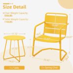 MELLCOM 3 Piece Patio Set, Small Patio Furniture Set - 2 C-Spring Metal Chairs w... - Image 3