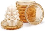 Elsjoy 8 Pack 4 Inch Glass Coasters for Drinks, Amber Tone Modern Clear Coaster ... - Image 5