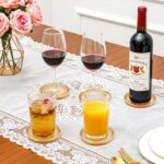 Elsjoy 8 Pack 4 Inch Glass Coasters for Drinks, Amber Tone Modern Clear Coaster ... - Image 6