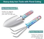 Tbltaca Garden Tool Set, Stainless Steel Heavy Duty Gardening Tools 30 PCS w/Flo... - Image 3
