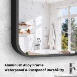 Koonmi Black Framed Bathroom Mirror - 24x48 Inch Shatterproof Tempered Glass Van... - Image 4