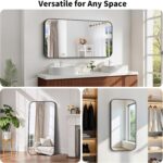 Koonmi Black Framed Bathroom Mirror - 24x48 Inch Shatterproof Tempered Glass Van... - Image 5
