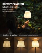 KDG Cordless LED Table Lamp, Portables Fabric Shade Desk Lamps, 4000mAh Recharge... - Image 5