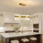 Siljoy Modern LED Crystal Chandelier, Luxury Brass Gold 2-Tiers K9 Crystal Raind... - Image 4