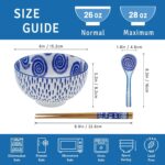 Japanese 28 Oz Ceramic Ramen Noodle Soup Cereal Pho Rice Salad Bowl Set with Cho... - Image 3