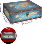 ELLDOO Decorative Treasure Chest Box, Wooden + PU Leather Storage Box for Jewelr... - Image 3