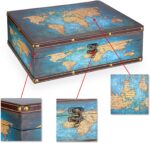 ELLDOO Decorative Treasure Chest Box, Wooden + PU Leather Storage Box for Jewelr... - Image 4