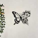 Butterfly & Floral Metal Wall Decor 7.1 * 8.6 inch, Black, Farmhouse Decoration ... - Image 3