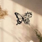 Butterfly & Floral Metal Wall Decor 7.1 * 8.6 inch, Black, Farmhouse Decoration ... - Image 5