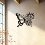 Butterfly & Floral Metal Wall Decor 7.1 * 8.6 inch, Black, Farmhouse Decoration ... - Image 6