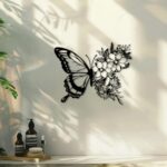 Butterfly & Floral Metal Wall Decor 7.1 * 8.6 inch, Black, Farmhouse Decoration ... - Image 7