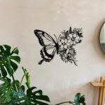 Butterfly & Floral Metal Wall Decor 7.1 * 8.6 inch, Black, Farmhouse Decoration ... - Image 8