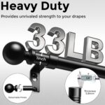 Long Curtain Rods 36-122 Inch, Black 1 Inch Adjustable Heavy Duty Curtain Rods f... - Image 4