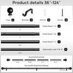 Long Curtain Rods 36-122 Inch, Black 1 Inch Adjustable Heavy Duty Curtain Rods f... - Image 6
