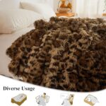 XeGe Luxury Faux Fur Leopard Print Throw, Soft 50x60 Cheetah Print Fluffy Blanke... - Image 4