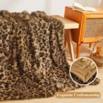 XeGe Luxury Faux Fur Leopard Print Throw, Soft 50x60 Cheetah Print Fluffy Blanke... - Image 5