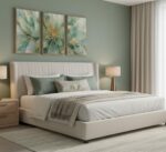 3Pcs Emerald Green Gold Abstract Floral Canvas Wall Art Modern Luxury Elegant Fl... - Image 3