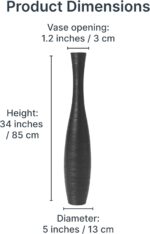 Leewadee Large Black Home Decor Floor Vase - Wooden 34 inch Tall Farmhouse Decor... - Image 5