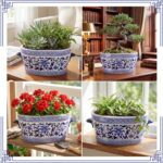 LemonRoad Blue and White Ceramic Planter Pot 14 x 7.7 x 6.1 inches Porcelain Vin... - Image 5