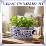 LemonRoad Blue and White Ceramic Planter Pot 14 x 7.7 x 6.1 inches Porcelain Vin... - Image 6