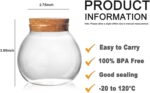 Set of 2 round glass jars with cork lid – 17oz wedding candy jar kitchen Storage... - Image 3