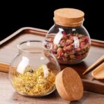 Set of 2 round glass jars with cork lid – 17oz wedding candy jar kitchen Storage... - Image 8
