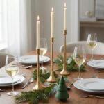 Denique Iron Taper Candle Holder Set of 3, Gold Candlestick Holders Decorative C... - Image 3