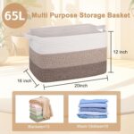 OIAHOMY Large Blanket Basket, 65L Cotton Rope Woven Laundry Basket, Toy Bin for ... - Image 4